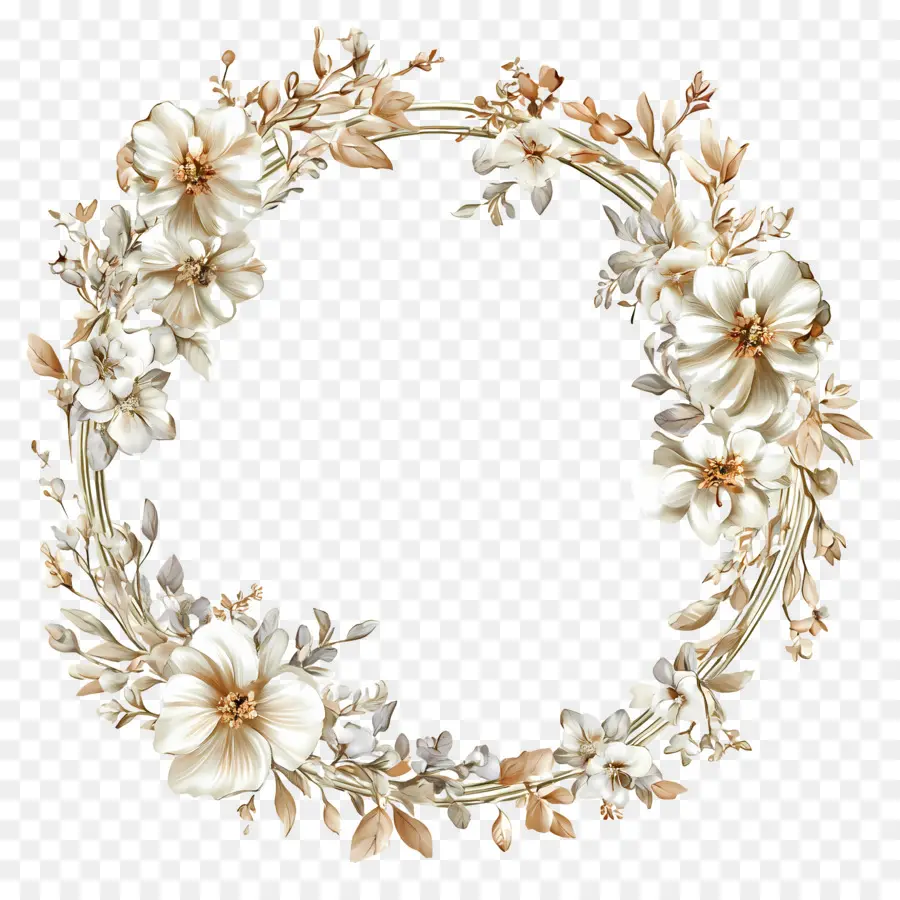 Cadre De Cercle De Mariage，Couronne Florale PNG