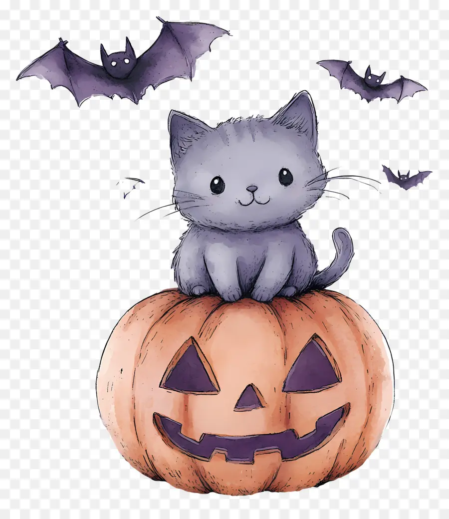 Chat D'halloween，Chat En Citrouille PNG