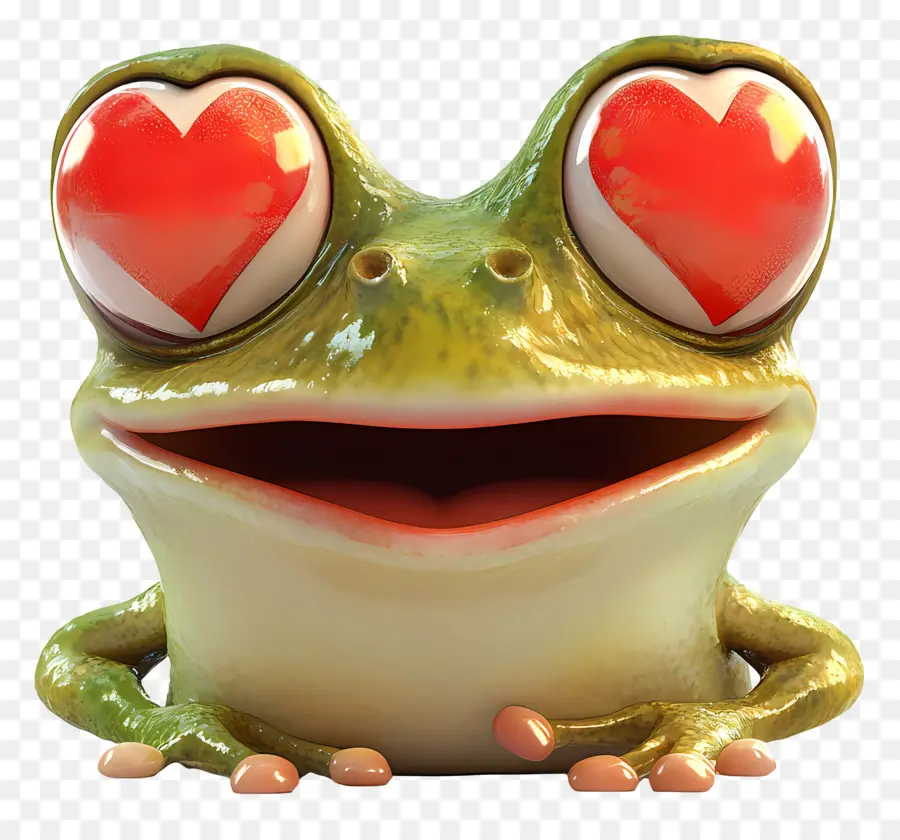 Emoji Grenouille，Grenouille Aux Yeux De Coeur PNG