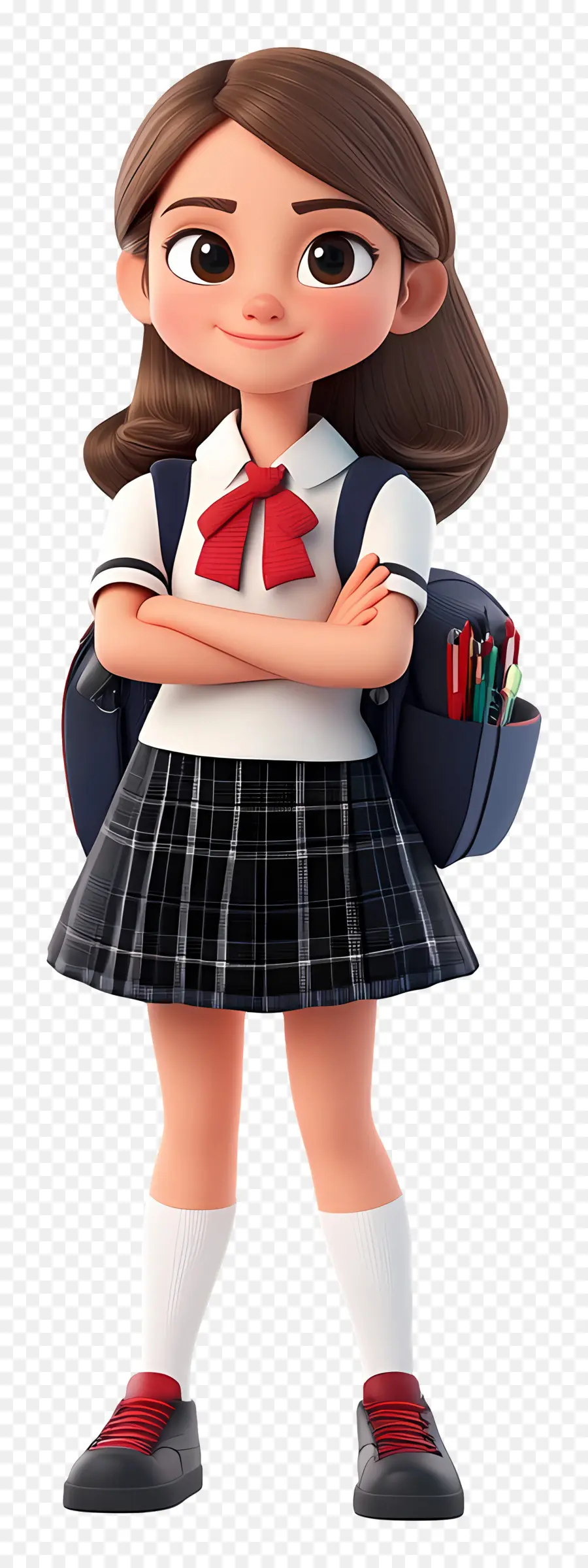 école Animée，Fille En Uniforme Scolaire PNG