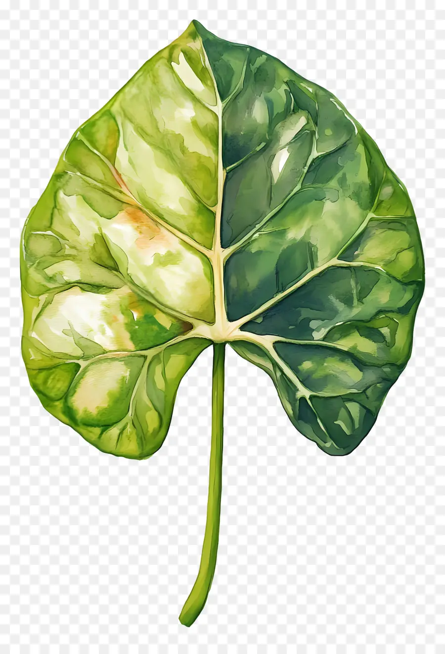 Feuille D'aquarelle，Feuille Verte Et Blanche PNG