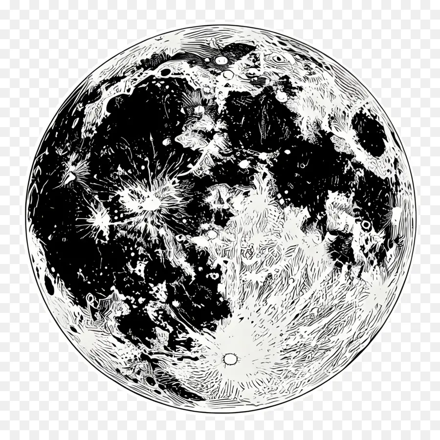 Contour De La Lune，Lune Noire Et Blanche PNG