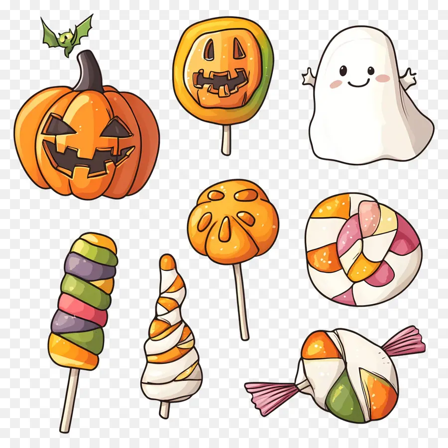 Bonbons D'halloween，Citrouilles Et Bonbons D'halloween PNG