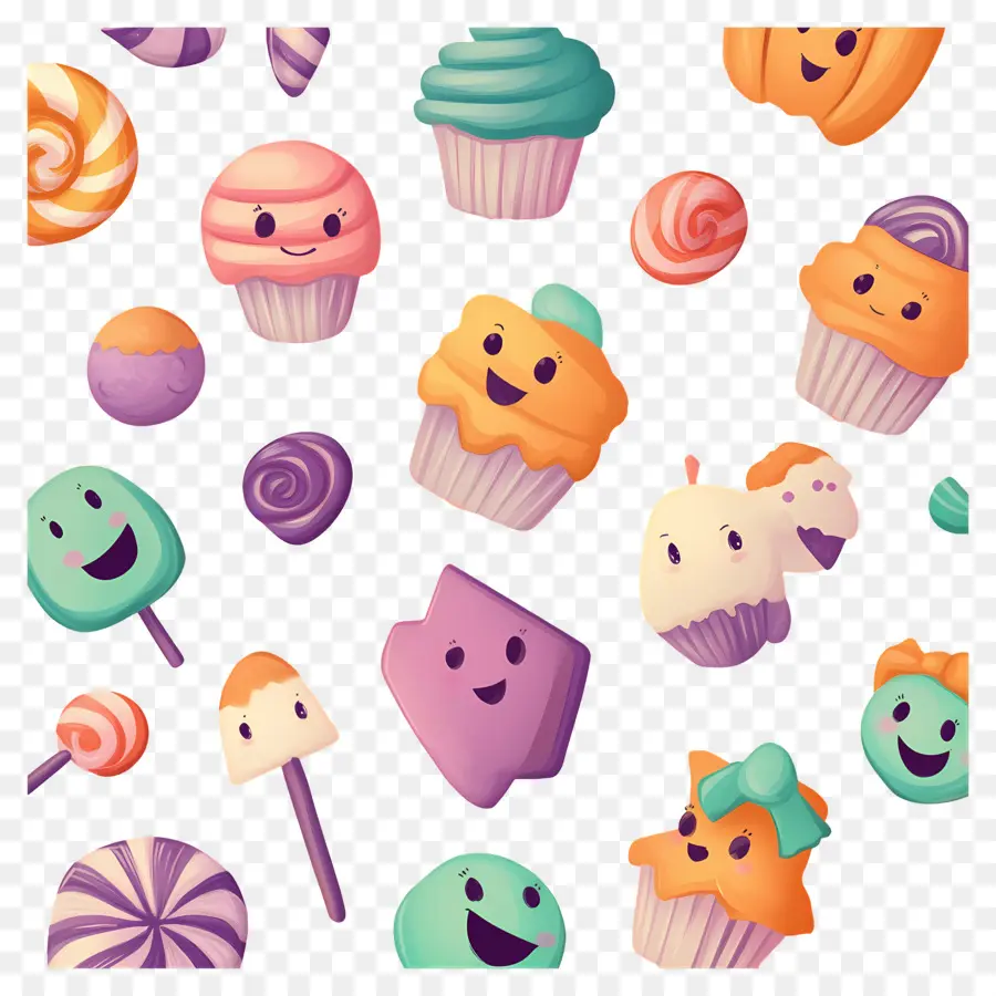 Bonbons D'halloween，Cupcakes Et Bonbons Mignons PNG