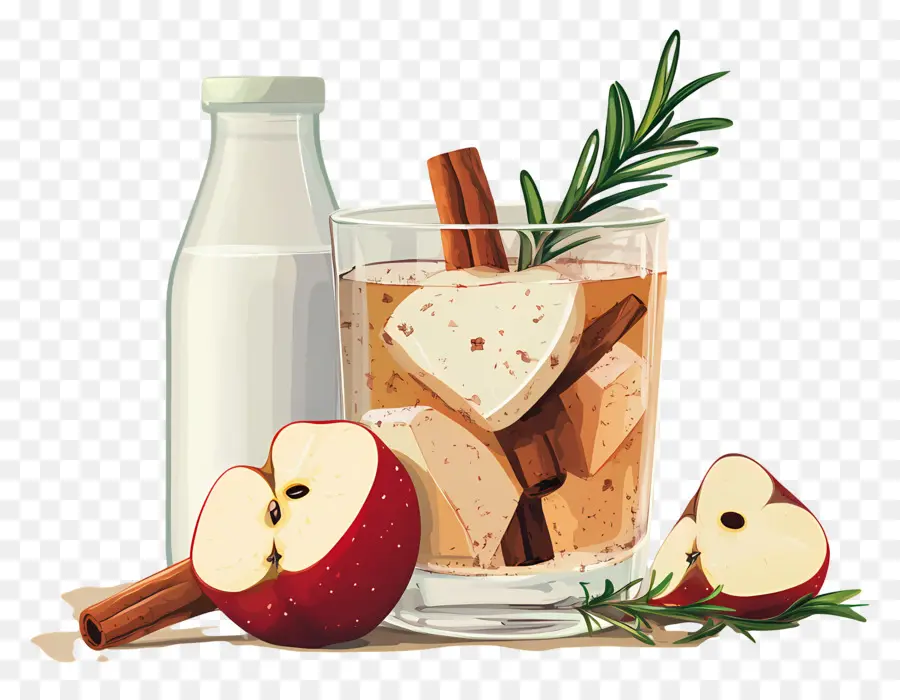 Cidre De Pomme，Pomme Et Lait PNG