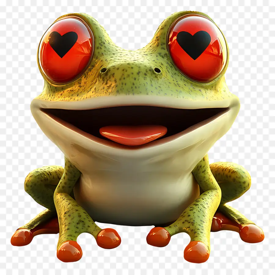 Emoji Grenouille，Grenouille Aux Yeux De Coeur PNG