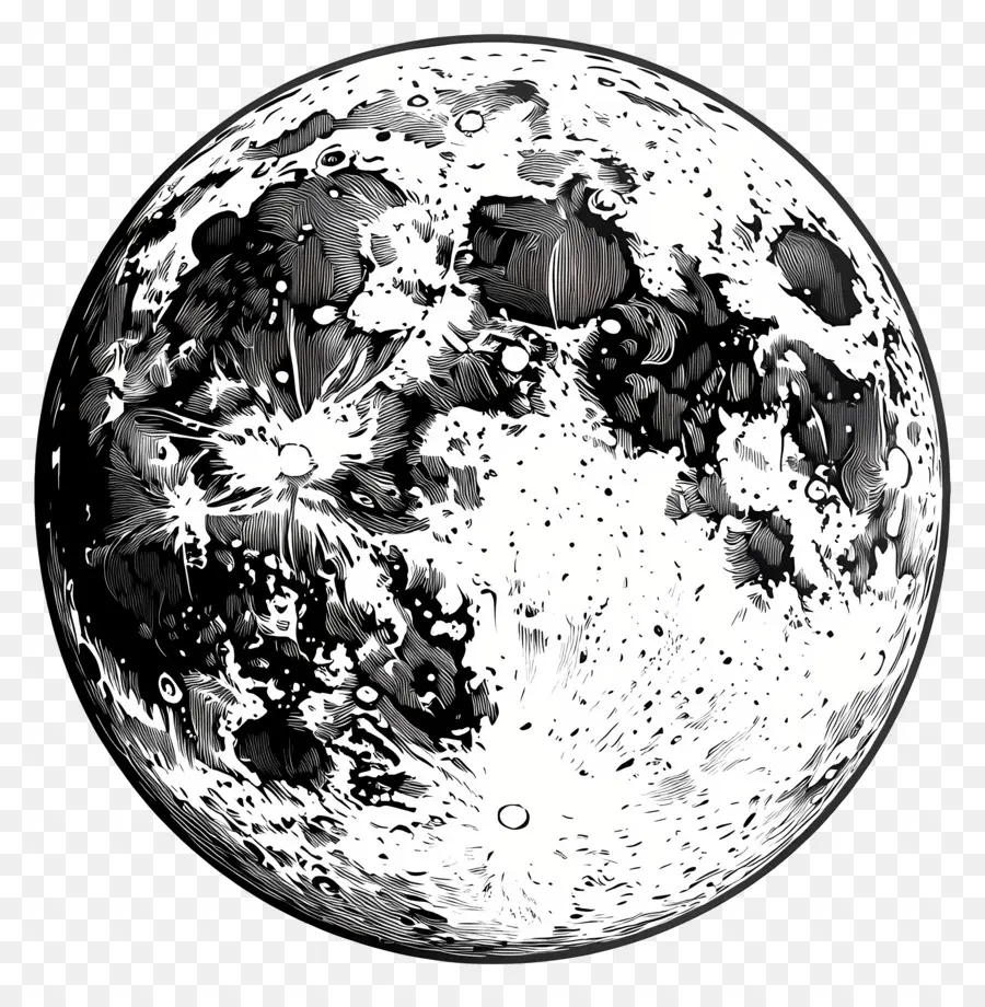 Contour De La Lune，Lune Noire Et Blanche PNG