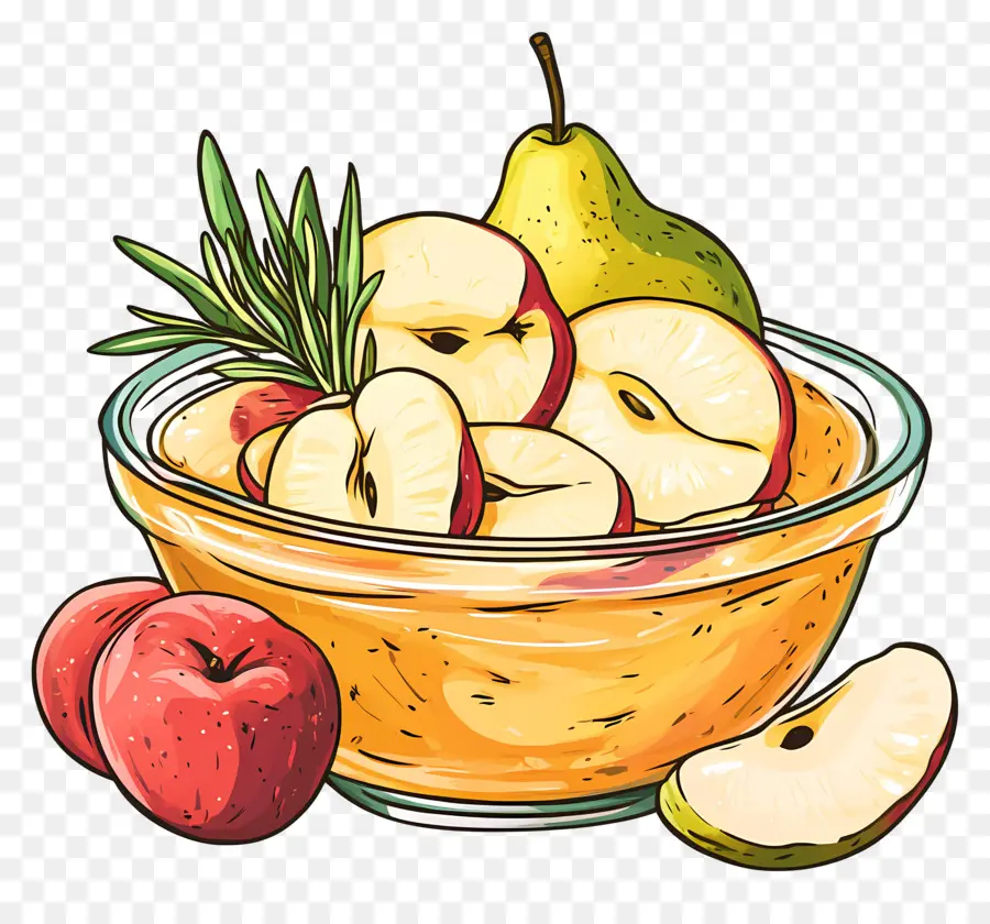 Sauce Aux Fruits，Bol De Fruits PNG