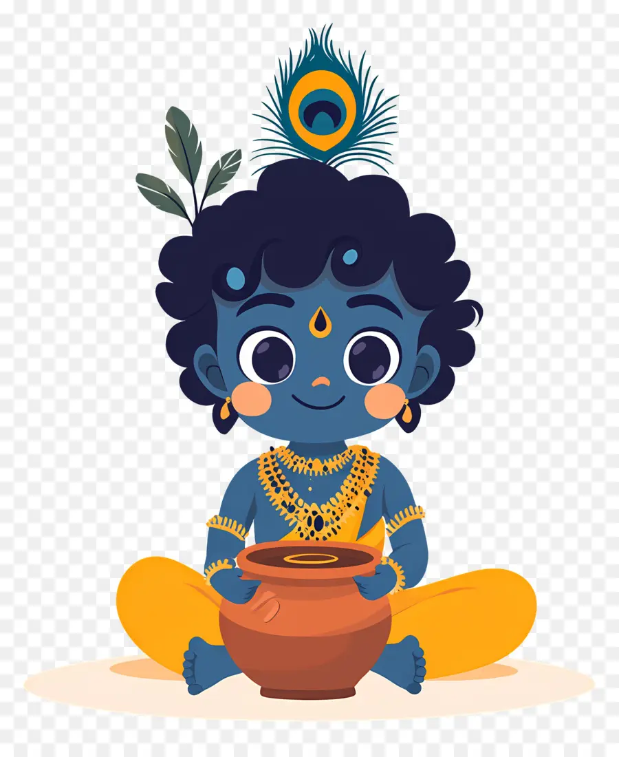 Krishna Janmashtami，Enfant Bleu Avec Pot PNG