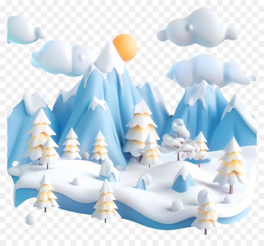 Paysage De Neige，Paysage Enneigé PNG