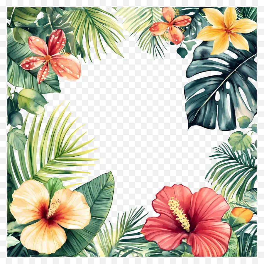 Cadre Floral Tropical，Fleurs Tropicales PNG