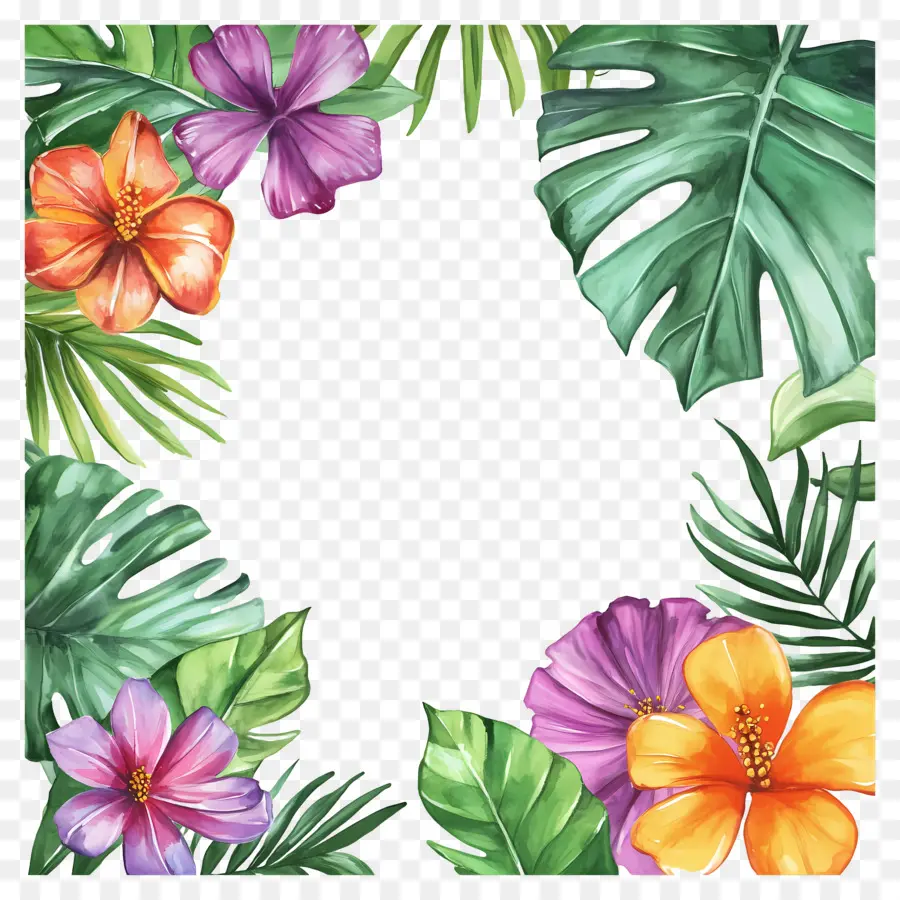 Cadre Floral Tropical，Cadre Coloré PNG