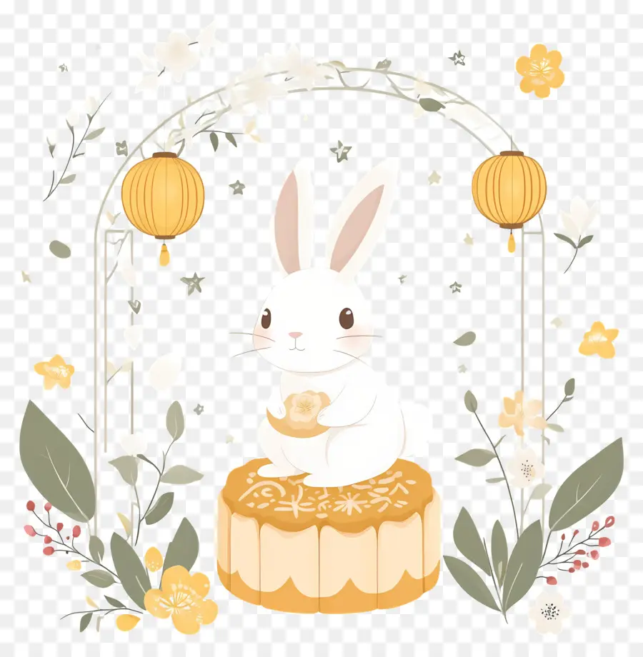 Fête De La Mi Automne，Lapin Blanc PNG