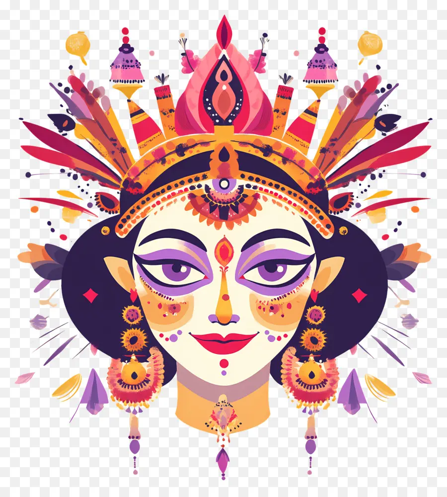 Déesse Indienne，Visage Décoratif PNG