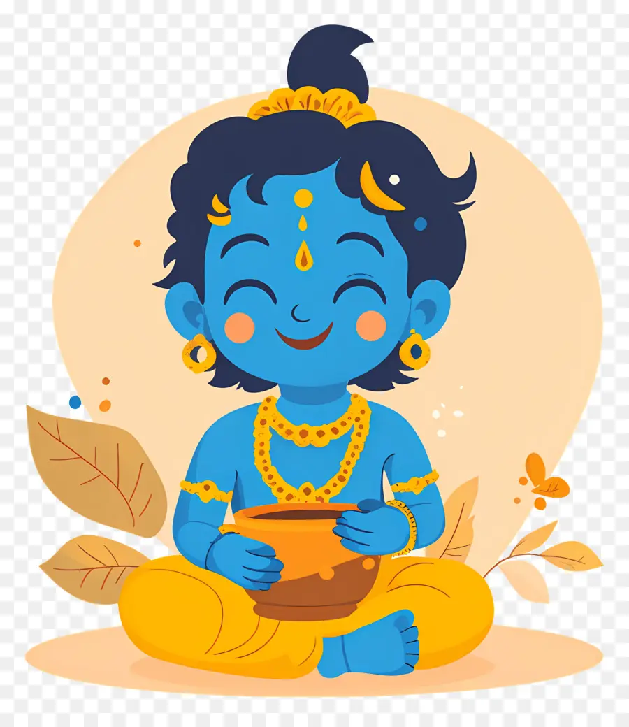 Krishna Janmashtami，Personnage Bleu Avec Pot PNG