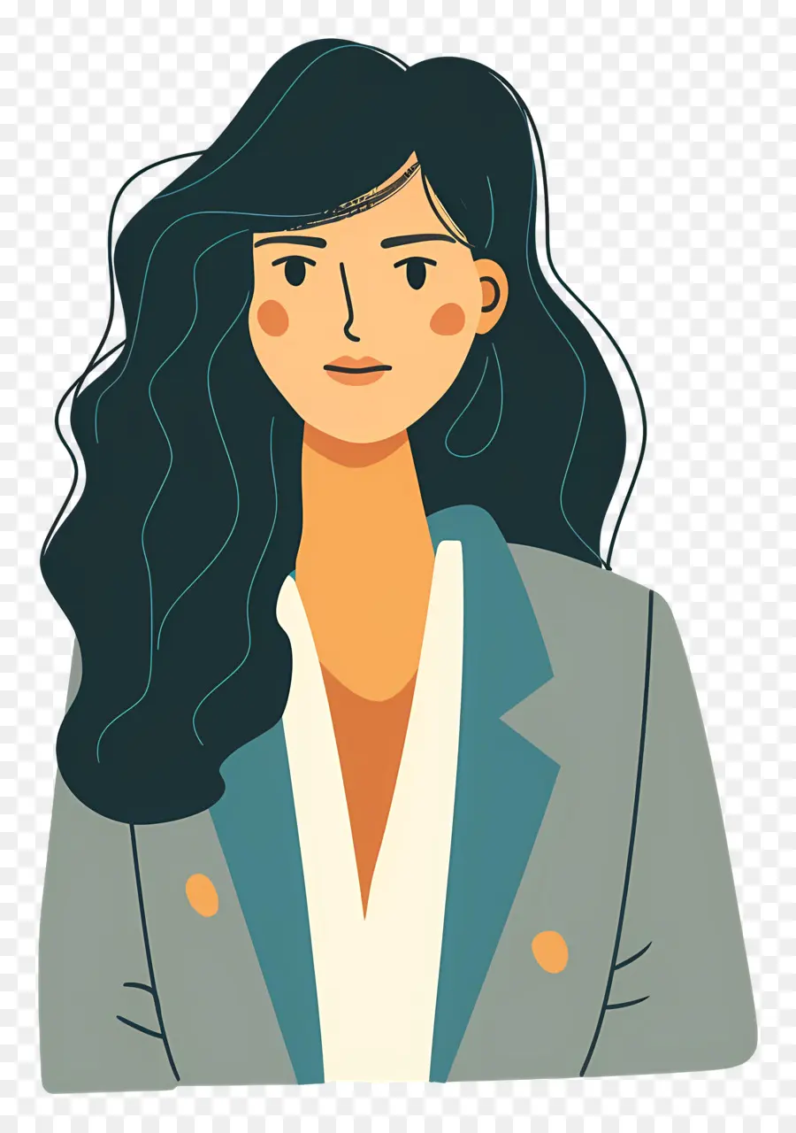 Femme En Blazer，Femme Aux Cheveux Longs PNG