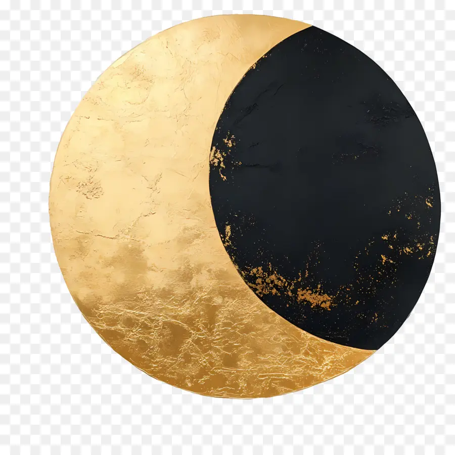 Lune D'or，Cercle Doré Et Noir PNG