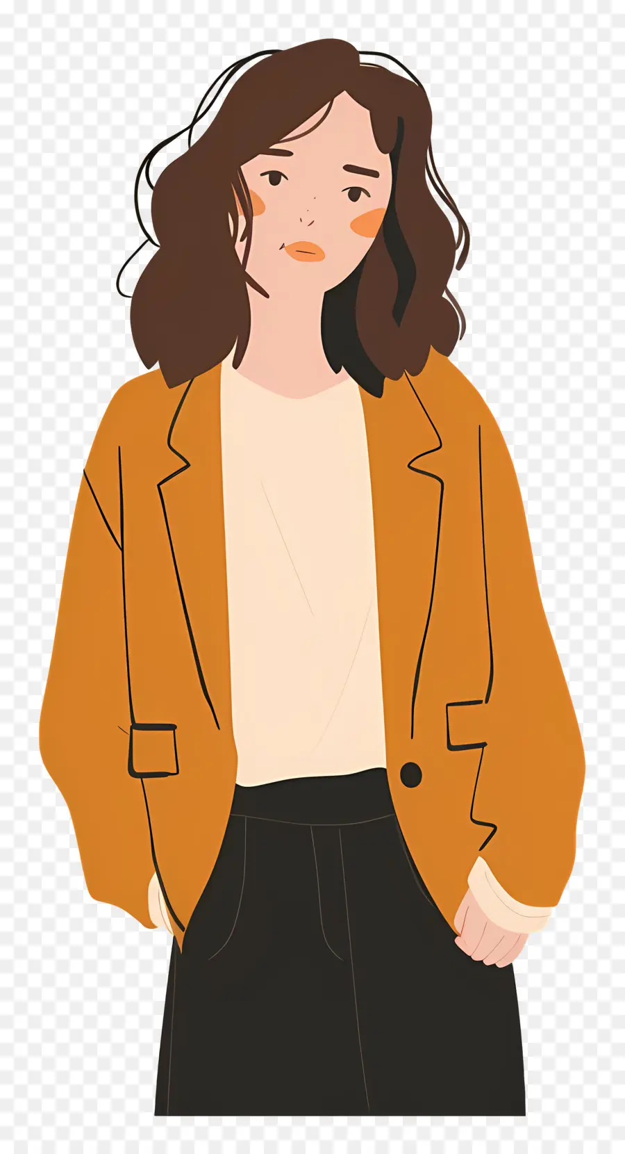 Femme En Blazer，Femme En Blazer Orange PNG