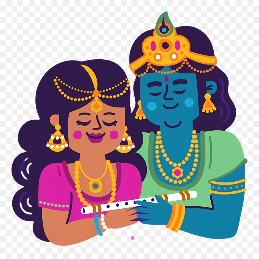 Radha Krishna，Divinité Bleue Et Femme PNG