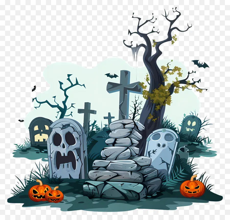 Cimetière D'halloween，Cimetière PNG