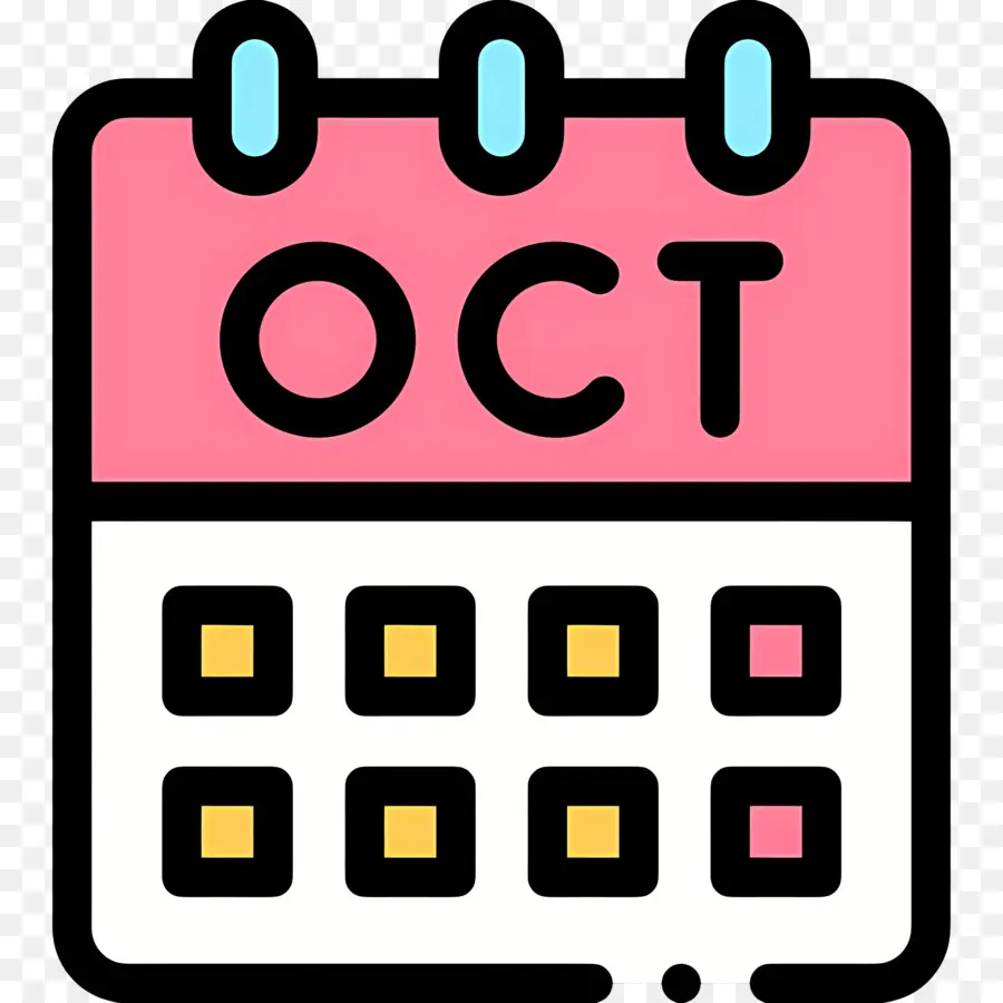 Octobre，Calendrier D'octobre PNG