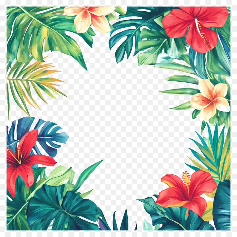 Cadre Floral Tropical，Cadre Coloré PNG