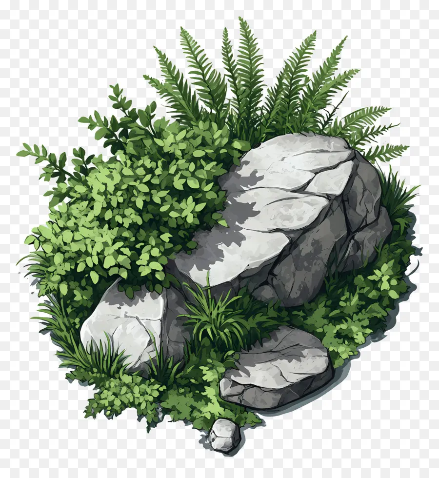 Rocher De Buisson Vert，Rocher PNG