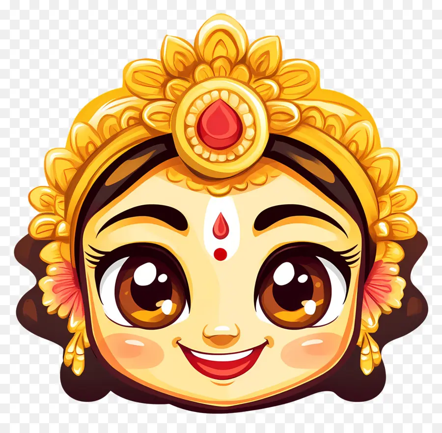 Déesse Indienne，Visage De Déesse De Dessin Animé PNG