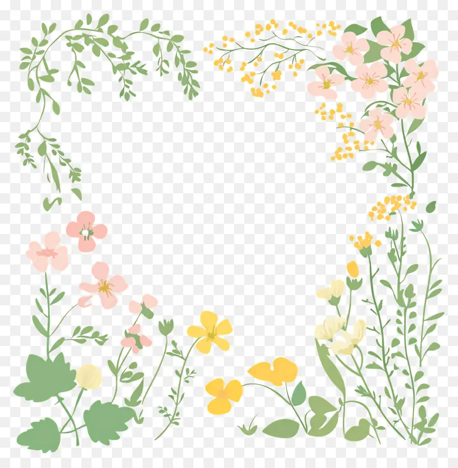 Cadre De Fleurs Sauvages，Couronne Florale PNG