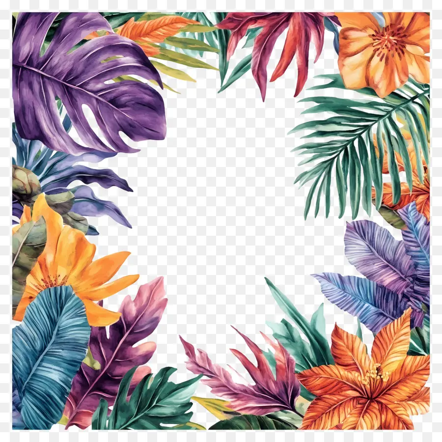 Cadre Floral Tropical，Cadre Coloré PNG