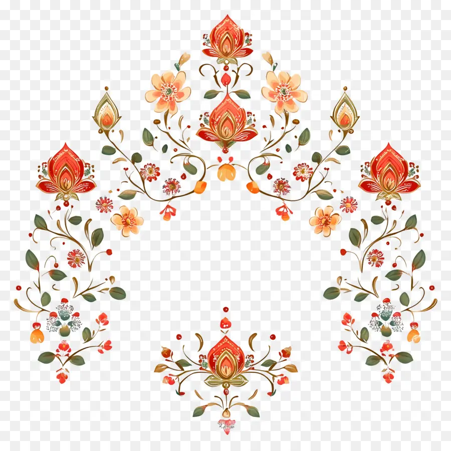 Cadre De Mariage Indien，Décoration Florale PNG