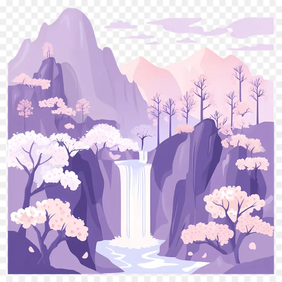 Arbres Violets，Cascade PNG