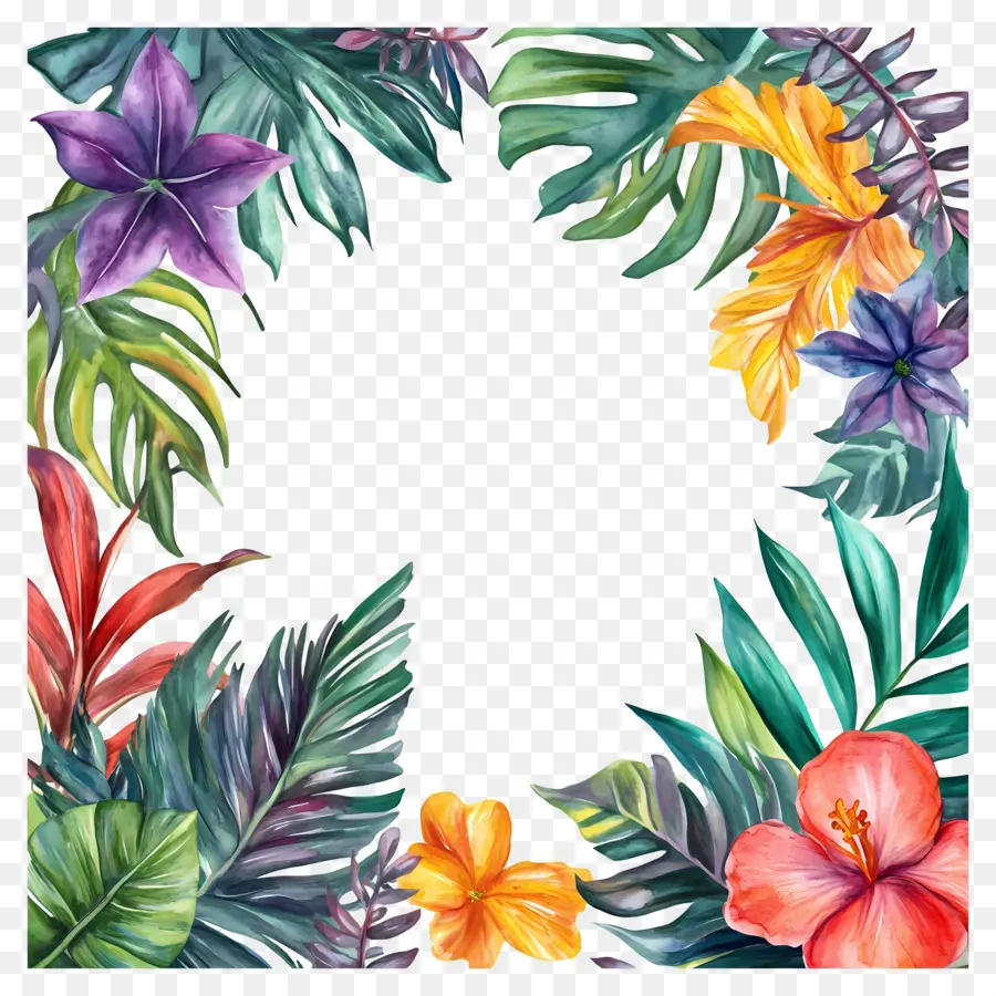 Cadre Floral Tropical，Cadre Coloré PNG