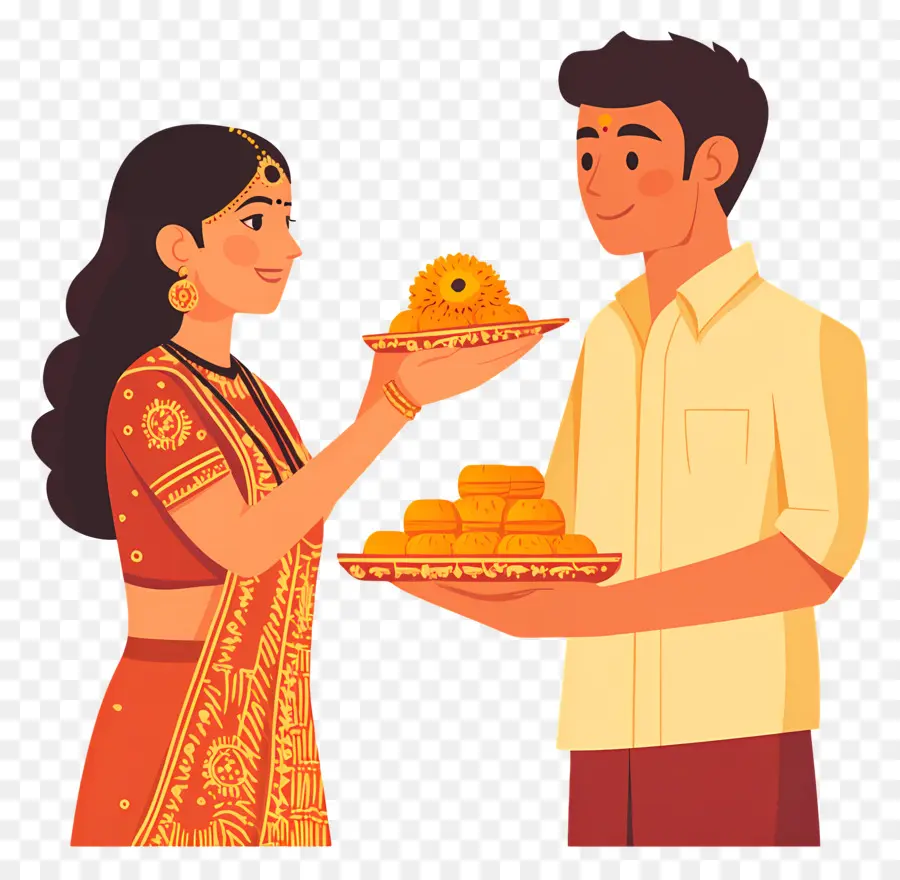 Joyeux Raksha Bandhan，Couple Traditionnel PNG