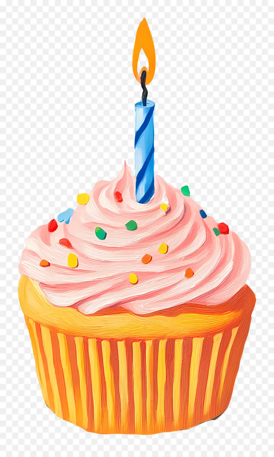 Gâteau D'anniversaire，Cupcake Avec Bougie PNG