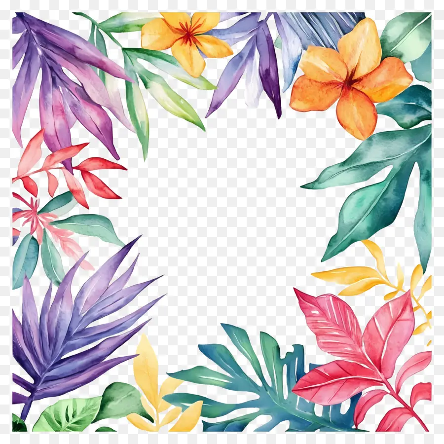 Cadre Floral Tropical，Cadre Coloré PNG