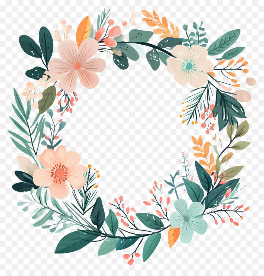 Cadre Floral Tropical，Couronne Florale PNG