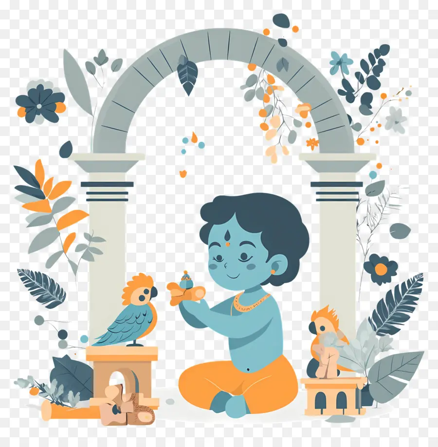 Krishna Janmashtami，Enfant Bleu PNG