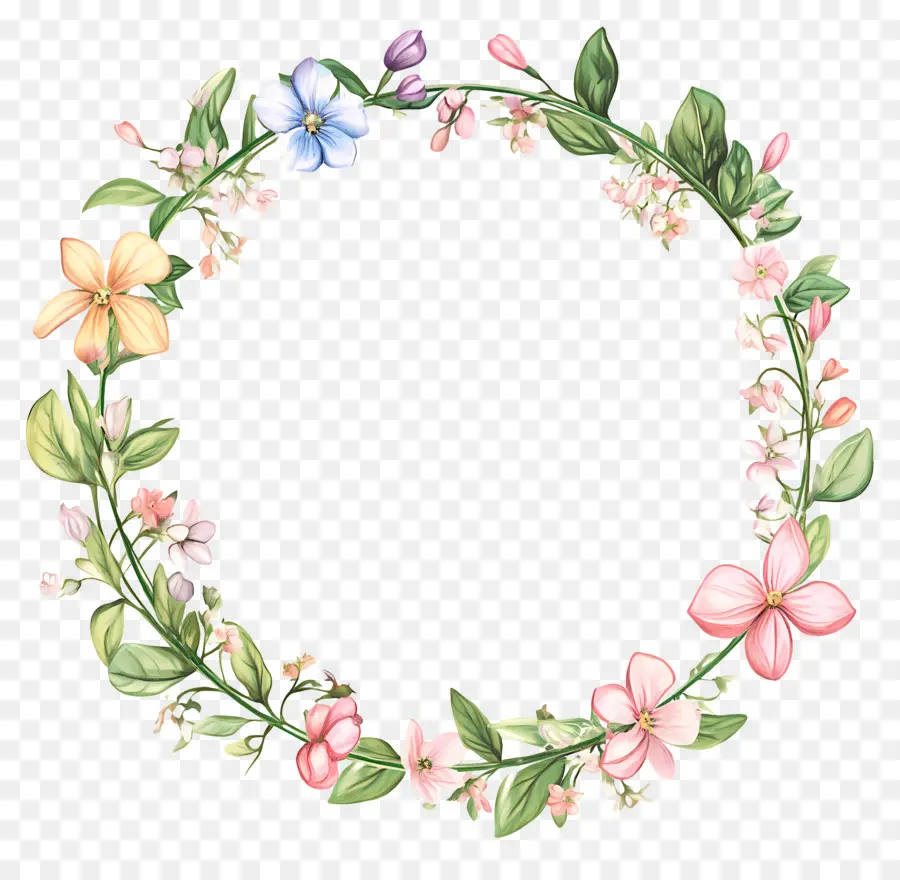 Cadre De Mariage Rond，Couronne De Fleurs PNG