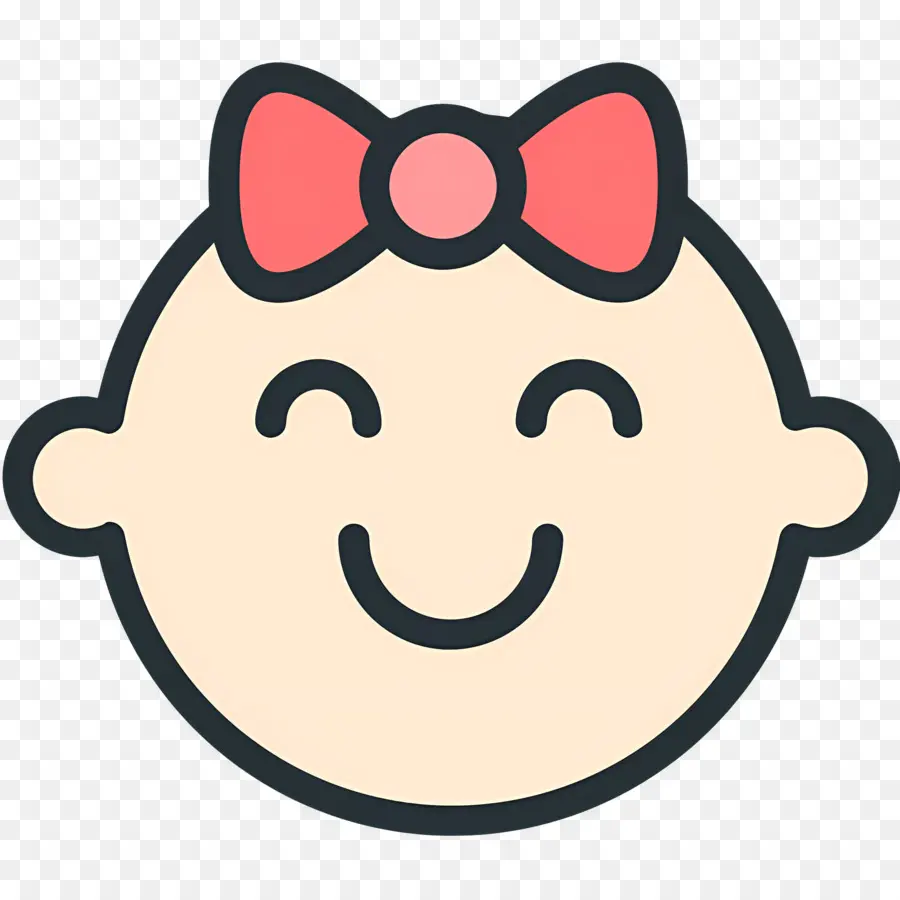 Petite Fille，Visage De Bébé Avec Noeud Rose PNG