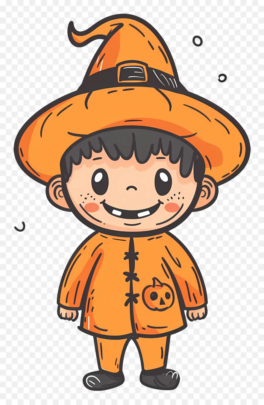 Déguisement D'halloween Pour Enfant，Joli Garçon En Costume De Sorcière Orange PNG