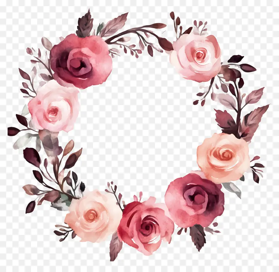 Cadre De Mariage Rond，Couronne De Fleurs PNG