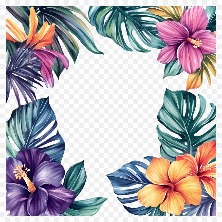 Cadre Floral Tropical，Cadre Coloré PNG