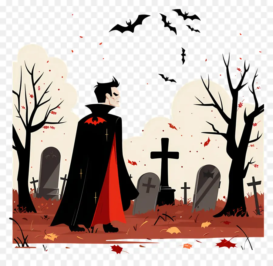 Halloween Dracula，Vampire Dans Le Cimetière PNG