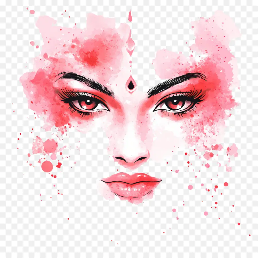 Déesse Indienne，Visage Aquarelle PNG