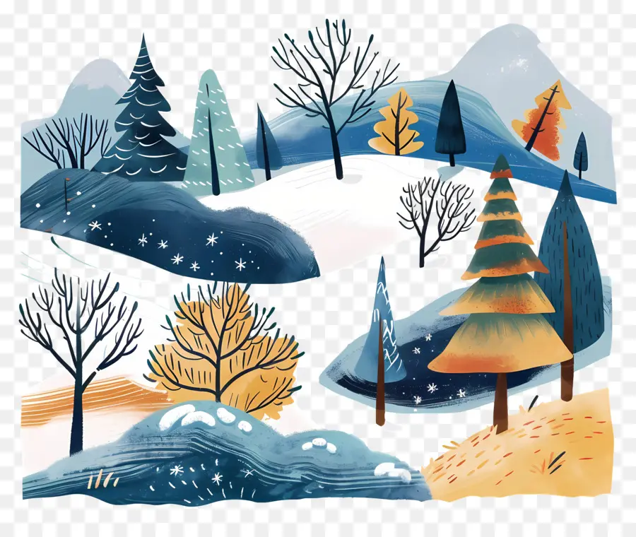 Paysage De Neige，Paysage D'hiver PNG