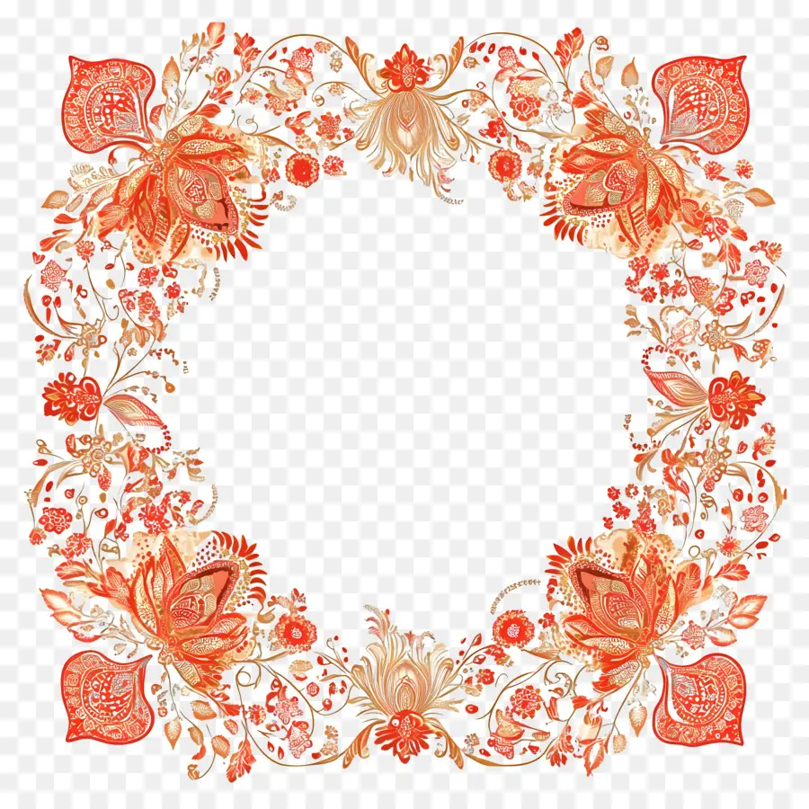 Cadre De Mariage Indien，Cadre Floral PNG