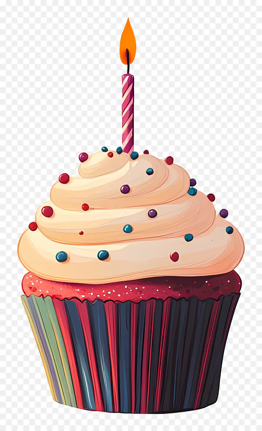 Gâteau D'anniversaire，Cupcake Avec Bougie PNG