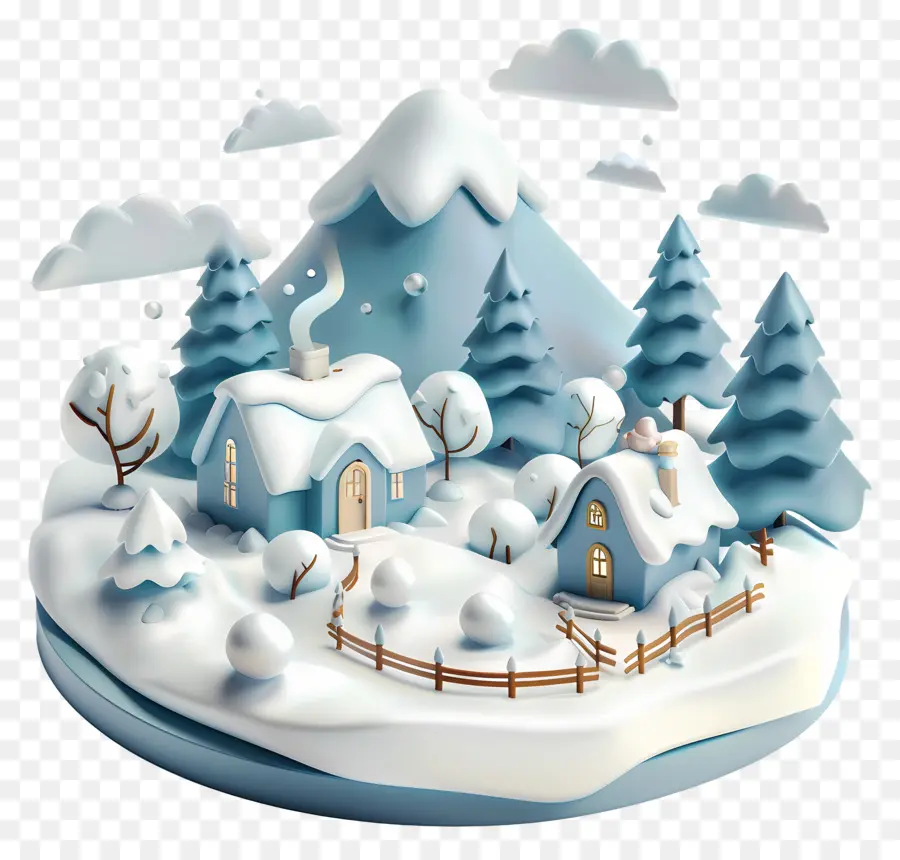 Paysage De Neige，Village Enneigé PNG