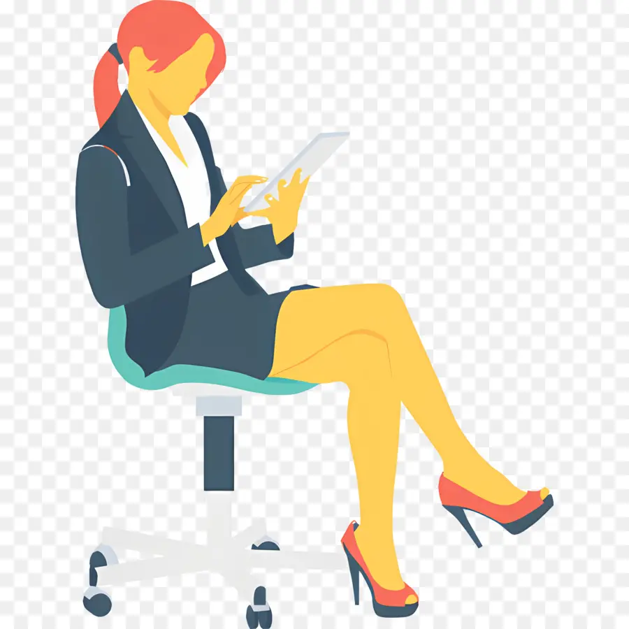 Femme D'affaires，Femme Assise PNG